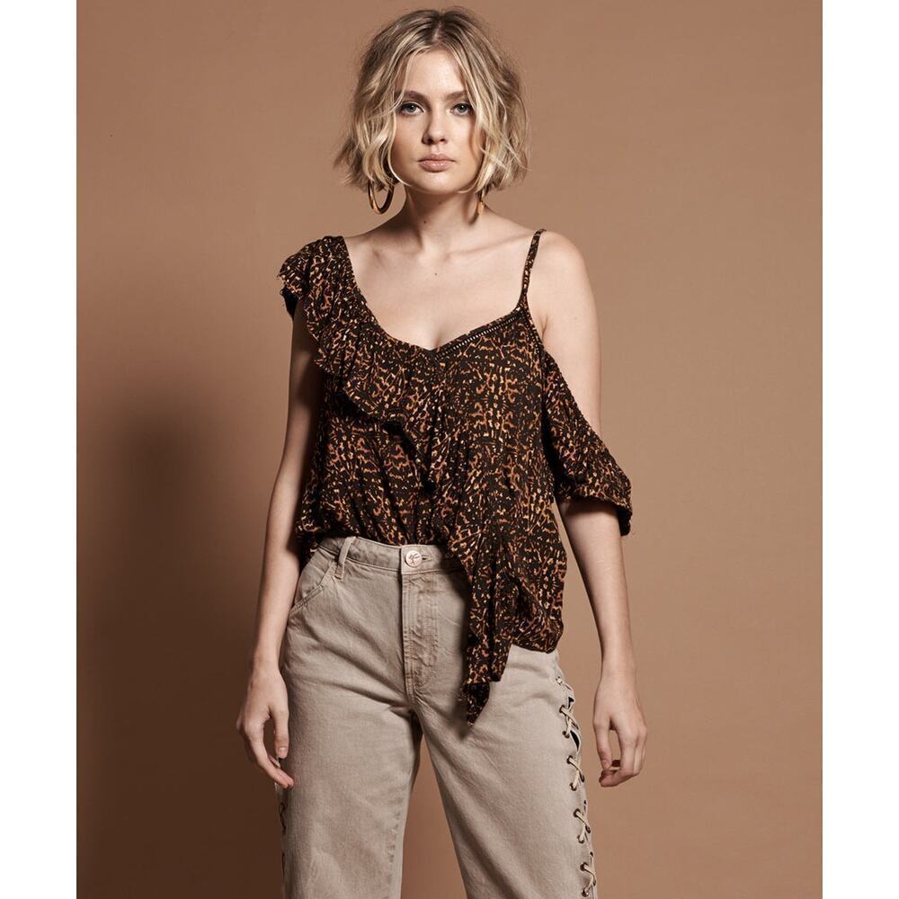One Teaspoon Free People Africa‎ Ashely Top Animal Print Off Shoulder SZ XXS NWT